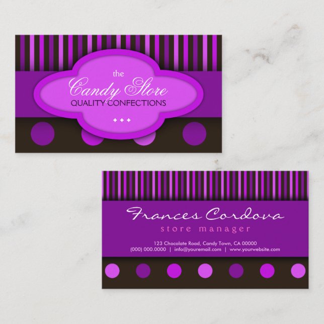 Carte de visite de confiserie Chocolats de magasin (Devant / Derrière)