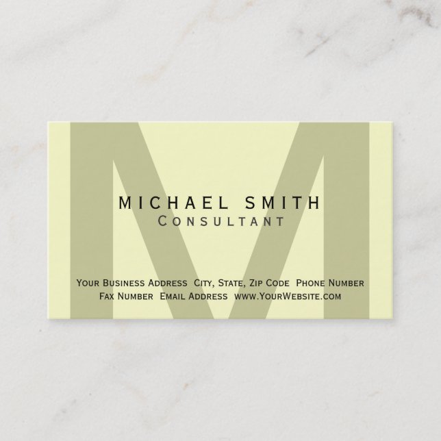 Carte de visite de conseil minimal de monogramme (Devant)
