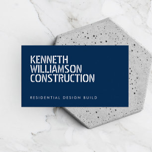 Carte de visite de construction bleu tenché en gra