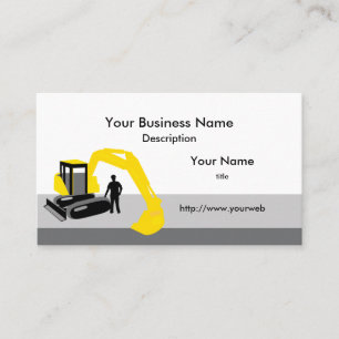 Carte de visite de construction d'excavateur