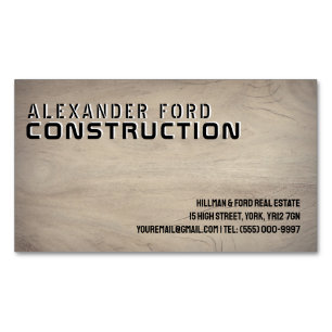 Carte de visite de construction en bois tenché gra