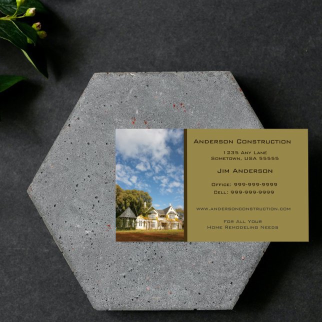 Carte de visite de construction - Olive (Olive Home Construction Business Card)