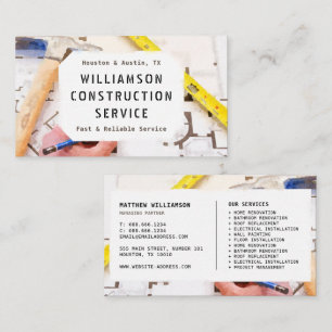 Carte de visite de construction - Plan, mesure sur