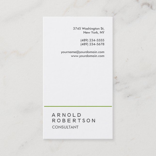 Carte de visite de consultant à la mode en blanc c (Devant)