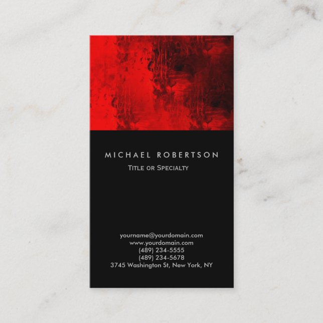 Carte de visite de consultant Abstrait rouge noir (Devant)
