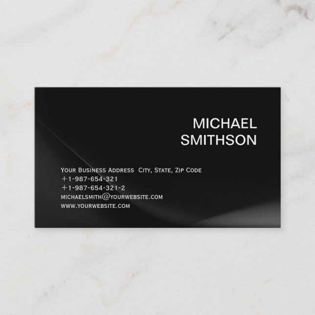 Carte de visite de consultant Black tendance (Devant)