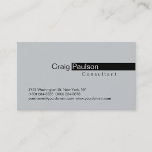 Carte de visite de consultant en bande noire Grey 
