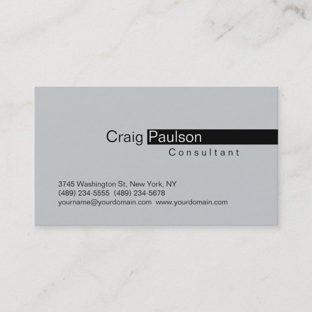 Carte de visite de consultant en bande noire Grey  (Devant)