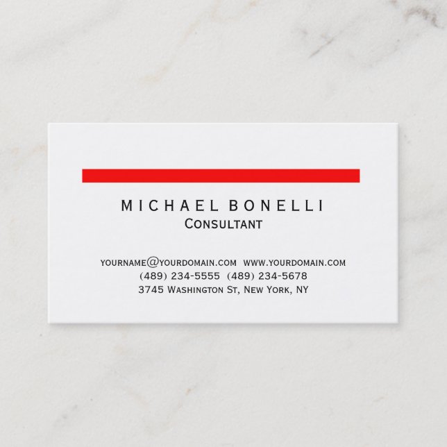 Carte de visite de consultant en bande rouge moder (Devant)