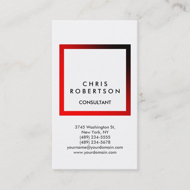 Carte de visite de consultant en cadre rouge blanc (Devant)