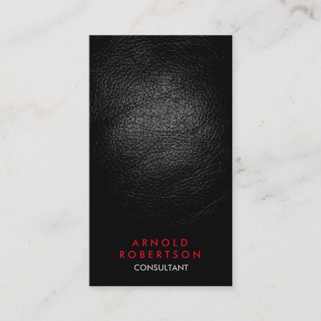 Carte de visite de consultant en cuir rouge noir (Devant)