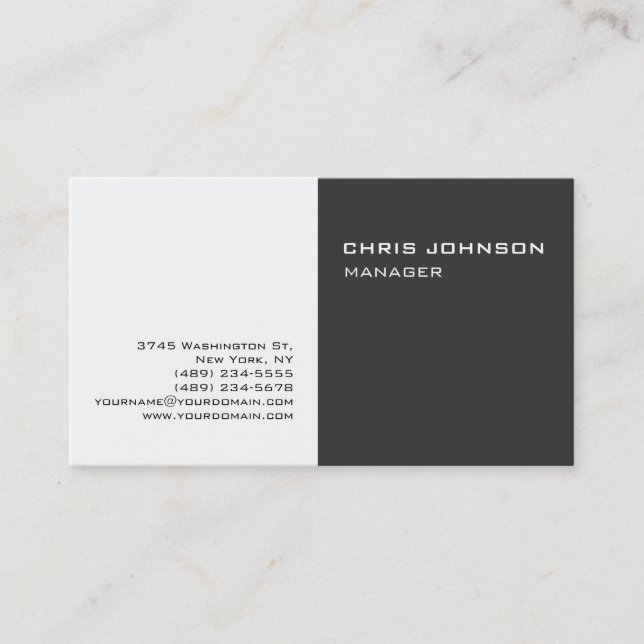 Carte de visite de consultant en gris noir et blan (Devant)