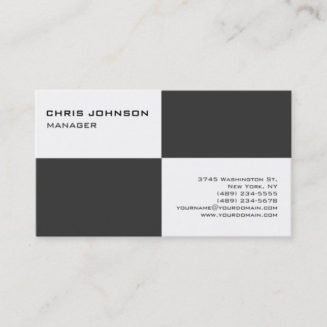 Carte de visite de consultant en gris noir et blan (Devant)