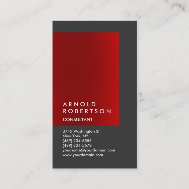 Carte de visite de consultant en gris rouge vertic (Devant)