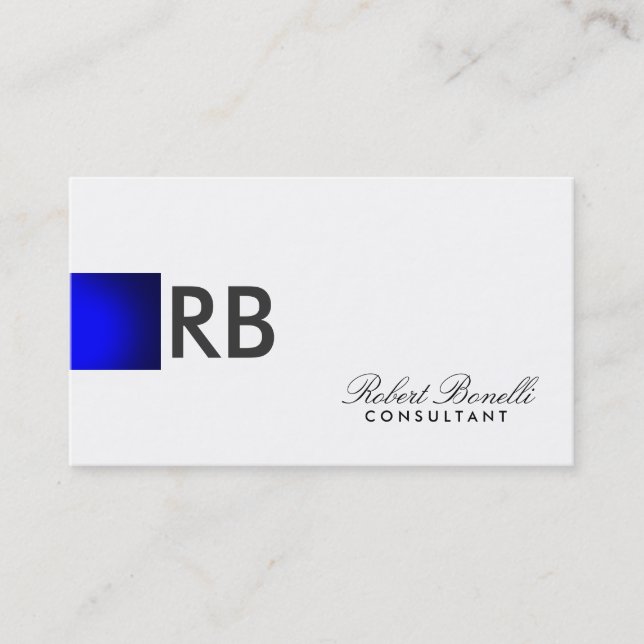 Carte de visite de consultant en monogramme bleu b (Devant)