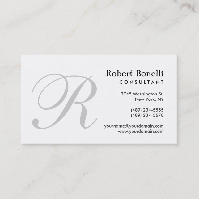 Carte de visite de consultant en monogramme gris b (Devant)