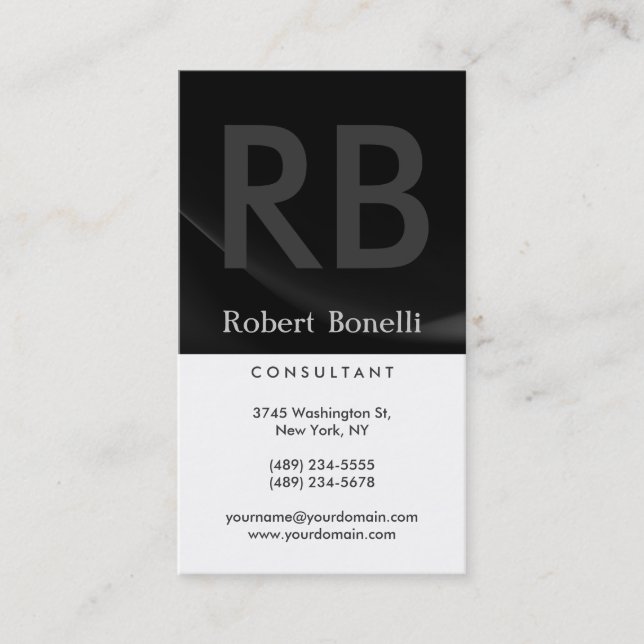 Carte de visite de consultant en monogramme noir b (Devant)
