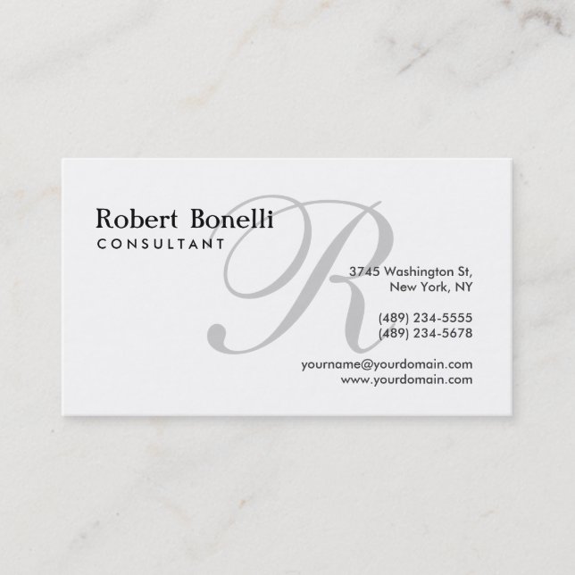 Carte de visite de consultant en monogramme noir b (Devant)