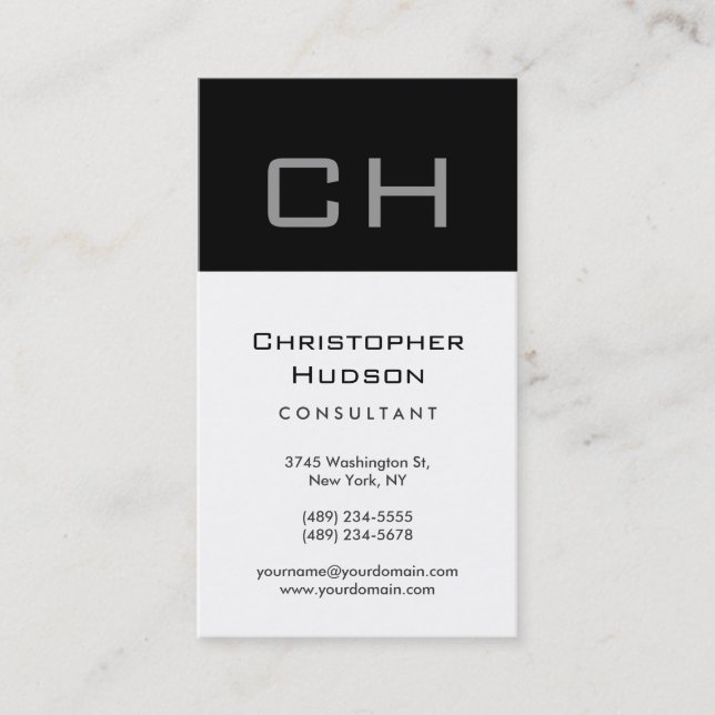 Carte de visite de consultant en monogramme noir b (Devant)