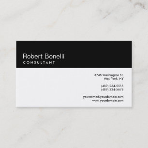 Carte de visite de consultant moderne noir et blan