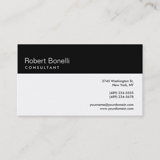Carte de visite de consultant moderne noir et blan (Devant)