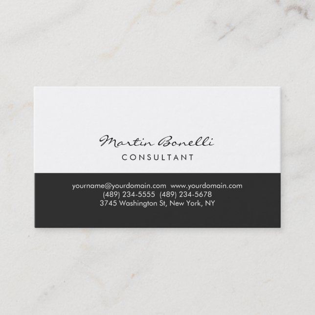 Carte de visite de consultant moderne simple gris  (Devant)