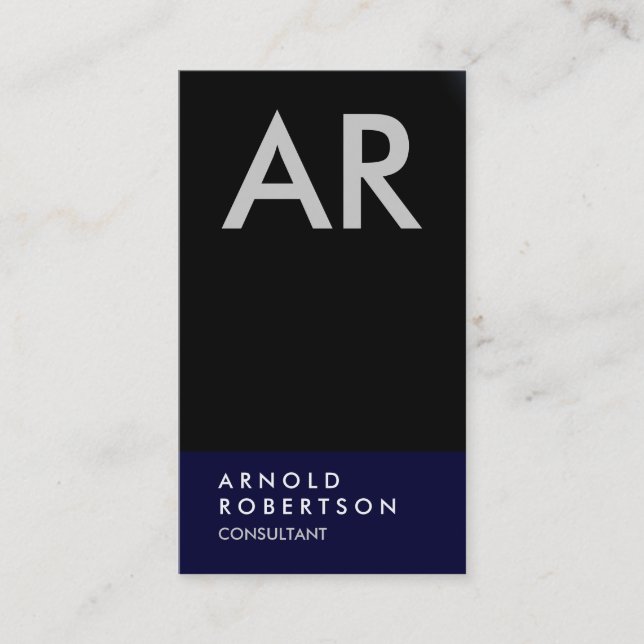 Carte de visite de consultant Monogram Black Blue  (Devant)