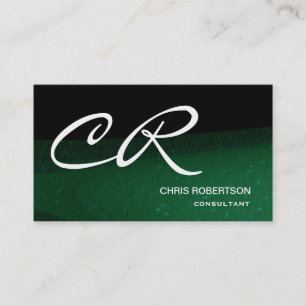 Carte de visite de consultant Monogram Black Green