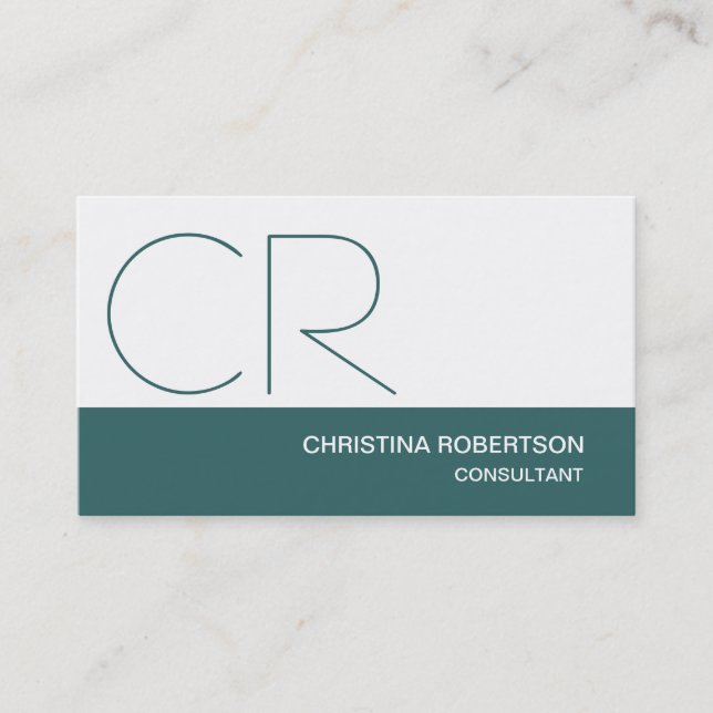 Carte de visite de consultant Monogram Blue White (Devant)