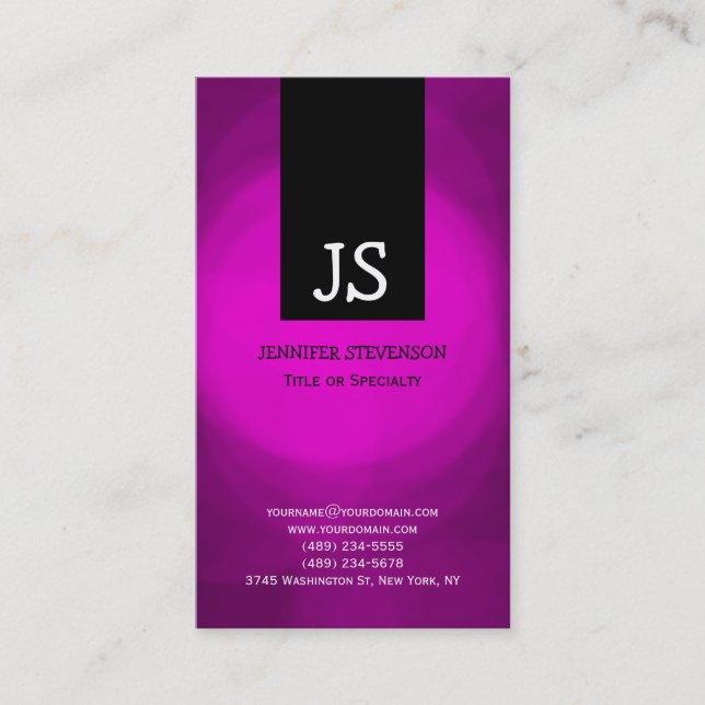 Carte de visite de consultant Monogram Pink Purple (Devant)