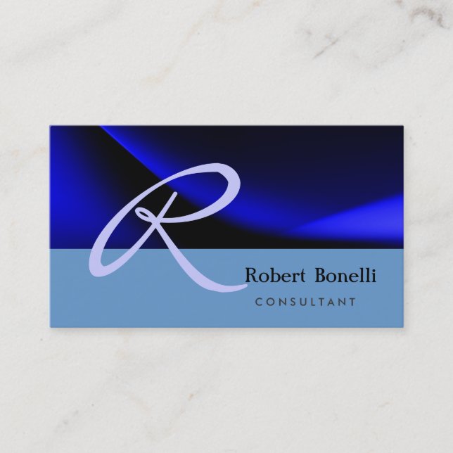 Carte de visite de consultant Monogramme bleu (Devant)