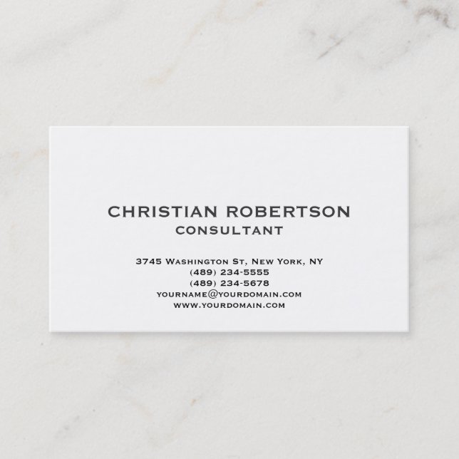 Carte de visite de consultant noir blanc contempor (Devant)