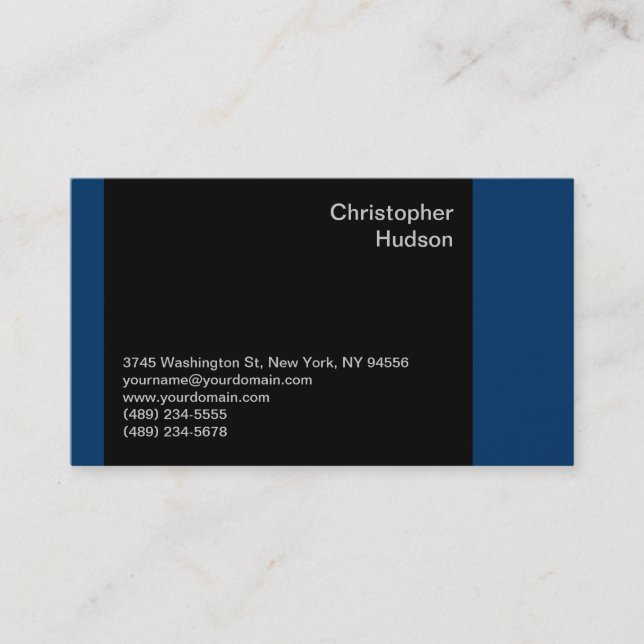 Carte de visite de consultant noir bleu (Devant)
