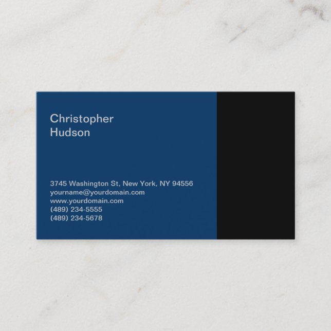 Carte de visite de consultant noir bleu (Devant)