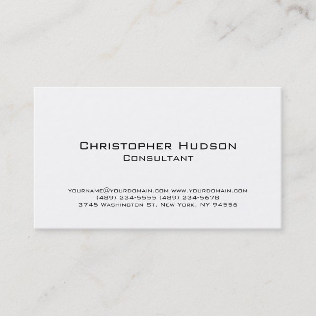 Carte de visite de consultant simple blanc (Devant)