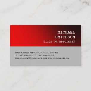 Carte de visite de consultant tendance Red Silver 