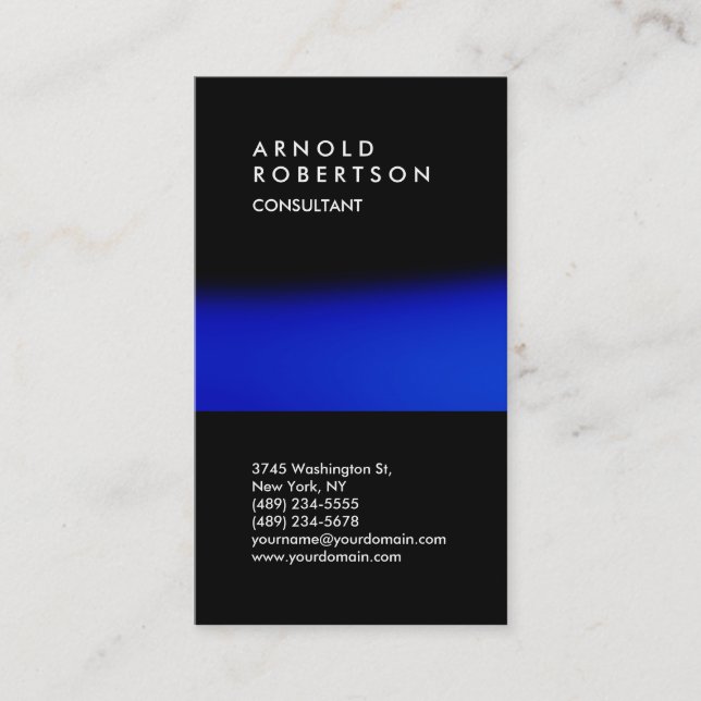 Carte de visite de consultant Vertical Black Blue  (Devant)