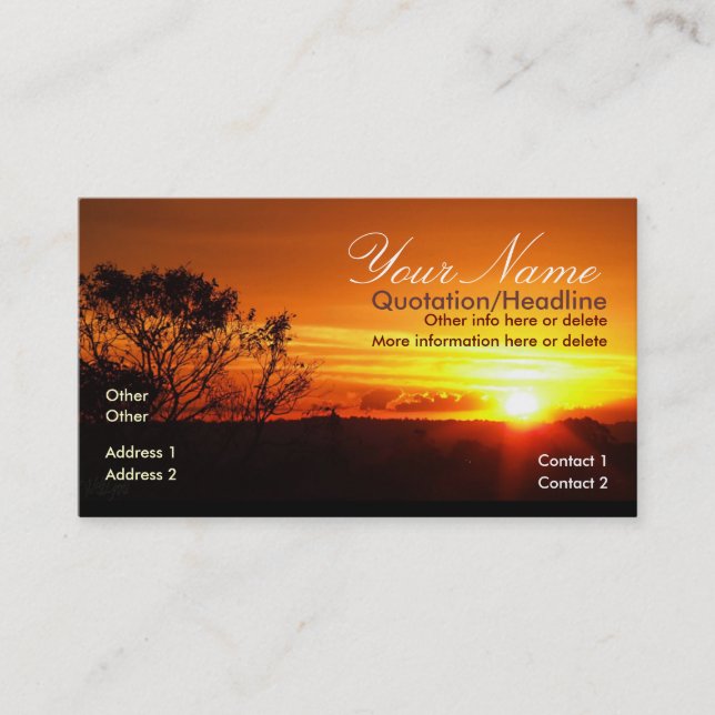 Carte de visite de coucher de soleil Skyscape (Devant)