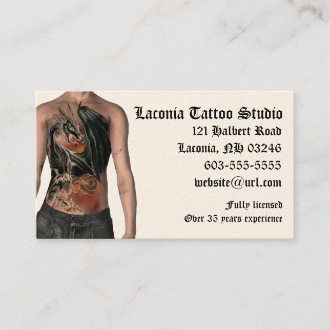Carte de visite de coutume de studio de tatouage (Devant)