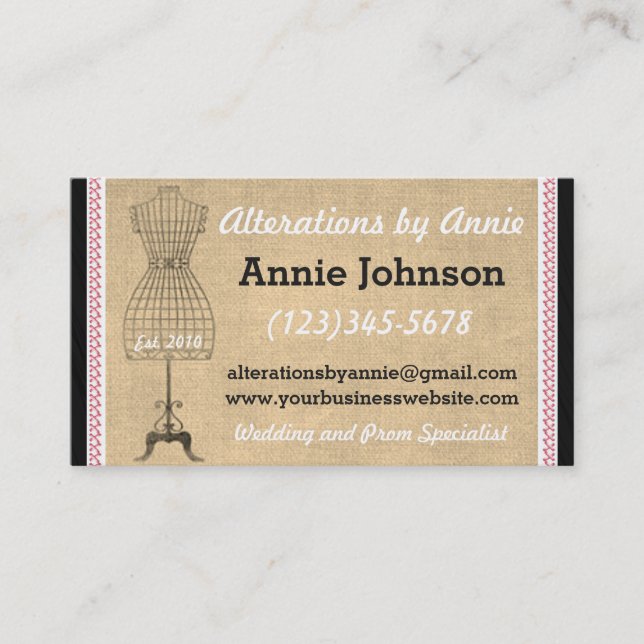 Carte de visite de couture de robe de changements (Devant)