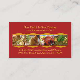 Carte de visite de cuisine indienne