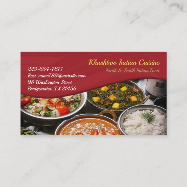 Carte de visite de cuisine indienne (Devant)