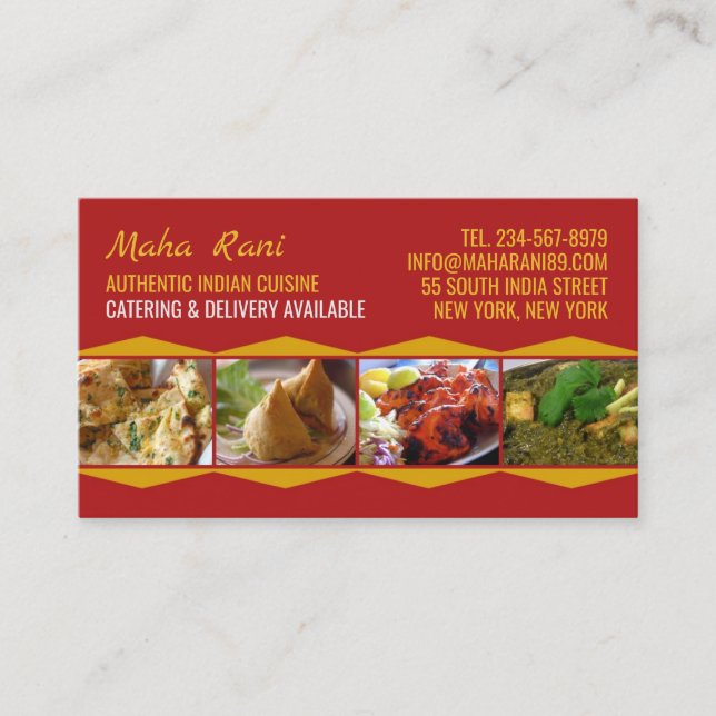 Carte de visite de cuisine indienne (Devant)