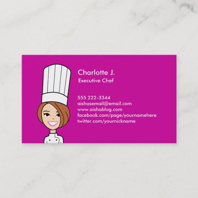 Carte de visite de cuisinier - version de brune (Devant)