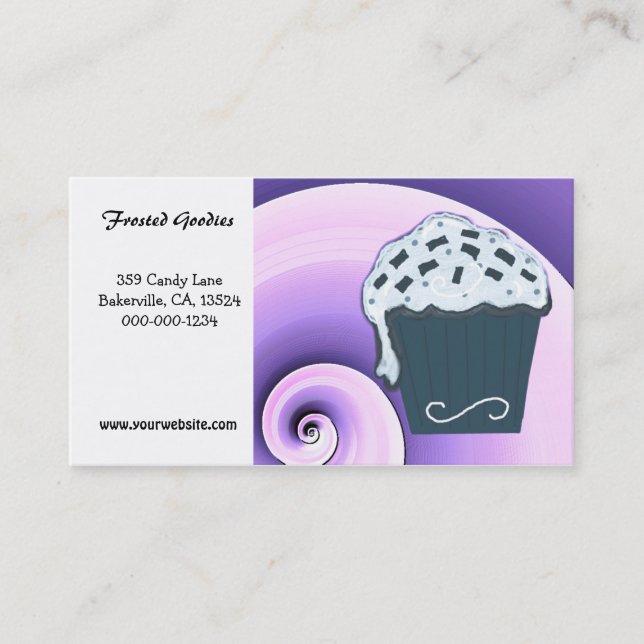 Carte de visite de Cupcake bleu et violet (Devant)