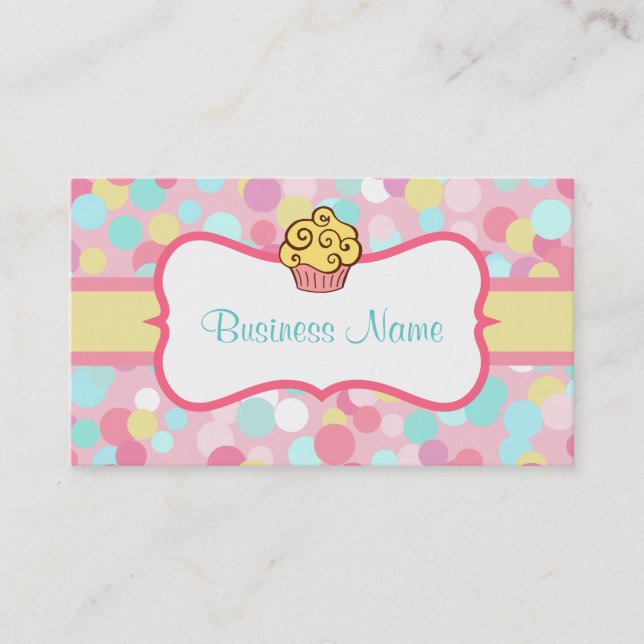 Carte de visite de cupcake jaune customisé (Devant)