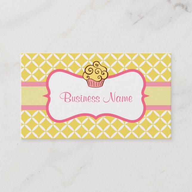 Carte de visite de Cupcake jaune moderne (Devant)