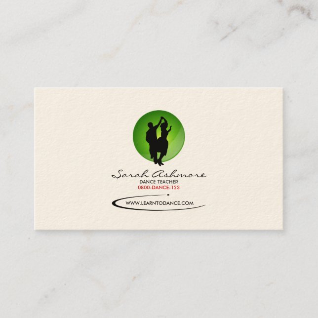 Carte de visite de danse (contexte vert) (Devant)