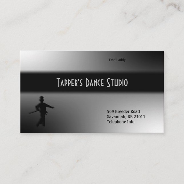 Carte de visite de danse de robinet - argent noir (Devant)