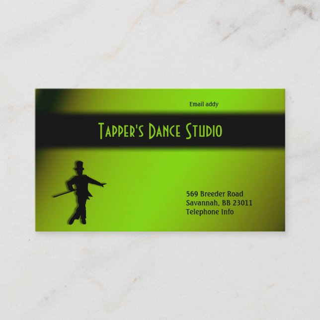 Carte de visite de danse Tap - Noir n Vert (Devant)